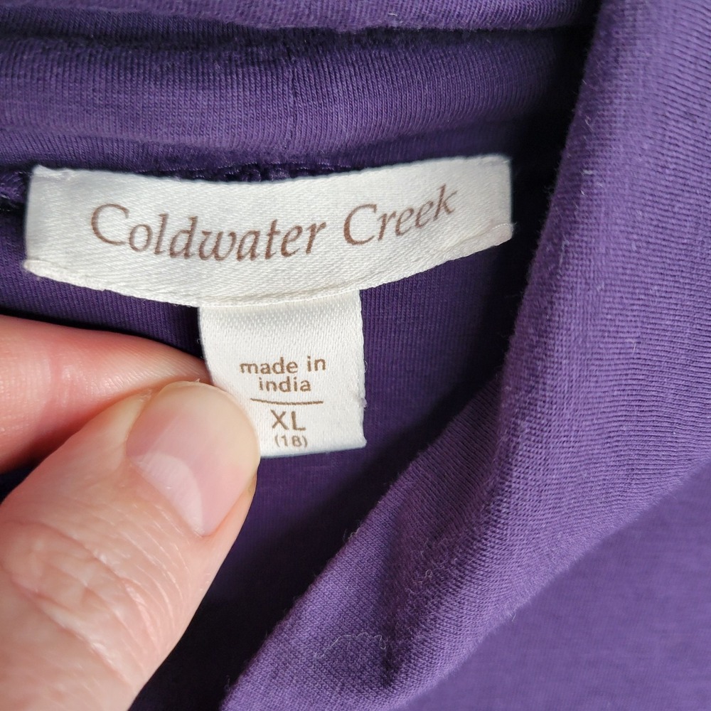 Coldwater Creek XL Dark Purple Turtleneck Top Long‎ Sleeve Supima Cotton Spandex - Picture 6 of 9